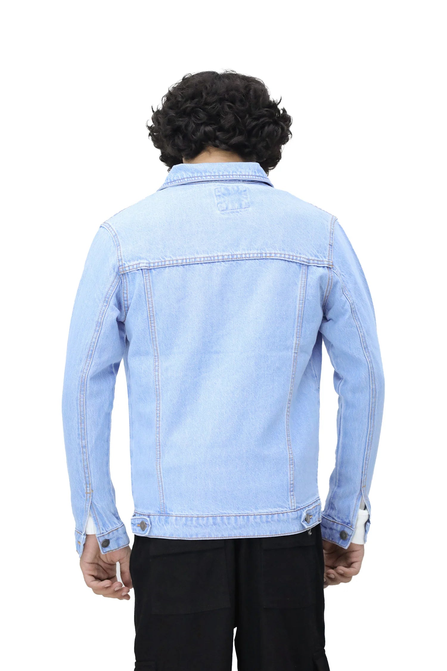 Slim Fit Front Pocket Style Denim Jacket In Sky Blue