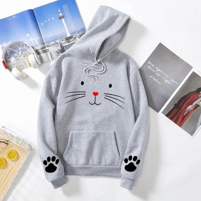 Hoodies| Winter Premium Fleece Cute Cat Pullover Hoodie for Women for Girls