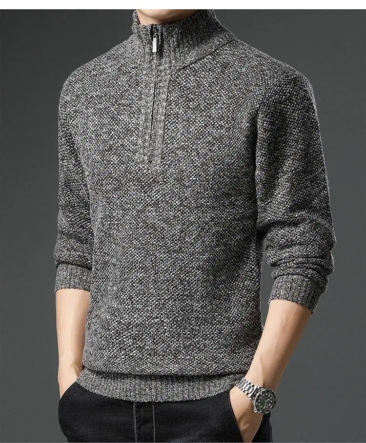 SweatShirt| 1 Pc Men's Fleece Knitted Half Zip Sweater