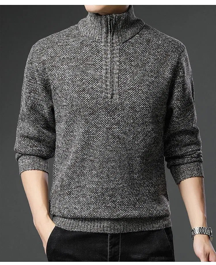 SweatShirt| 1 Pc Men's Fleece Knitted Half Zip Sweater